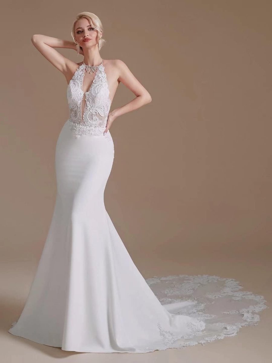 Robe De Mariée Col Américain Blanche – Image 5