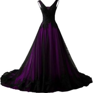 Robe De Mariée Blanche Et Violet