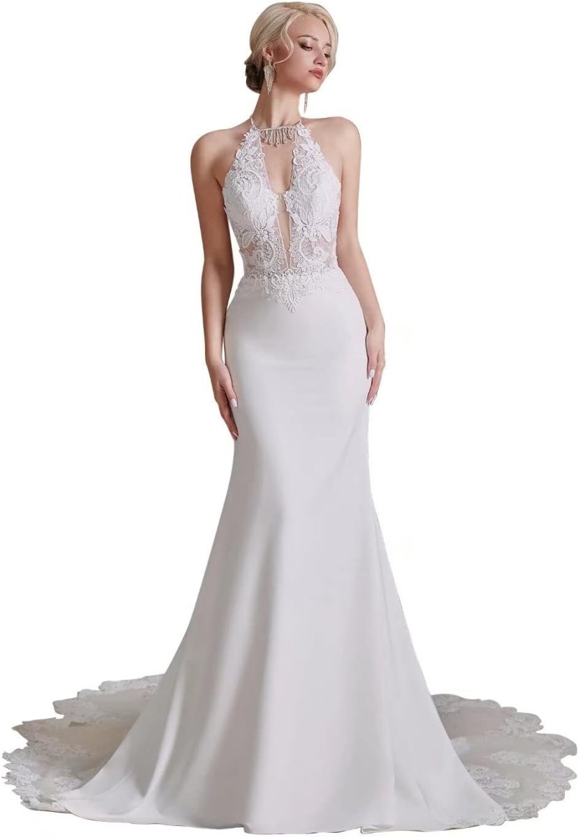 Robe De Mariée Col Américain Blanche – Image 2