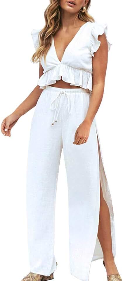 Ensemble Blanc 2 pièces Combinaisons pour Femmes