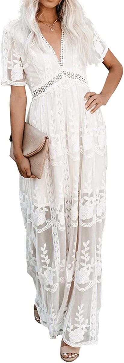 Robe de Mariée Bohème Manche Cloche Blanche – Image 2