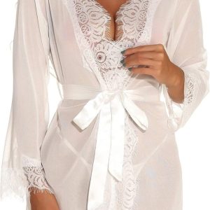 Robe De Chambre Dentelle Blanche