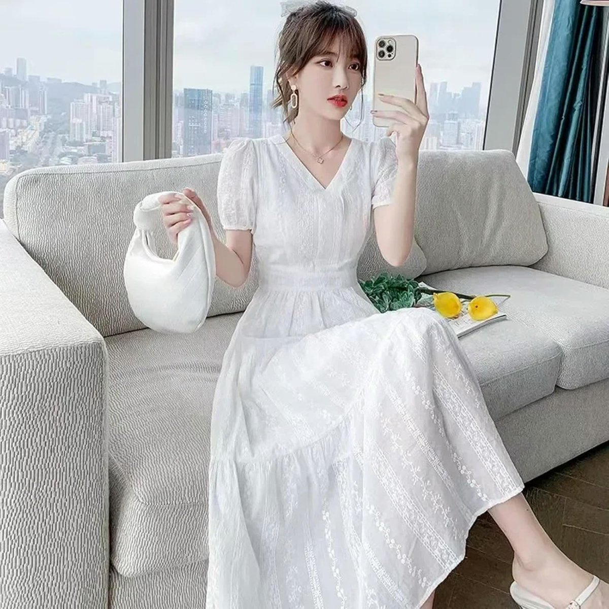 Robe Dentelle Blanche Patineuse – Image 6