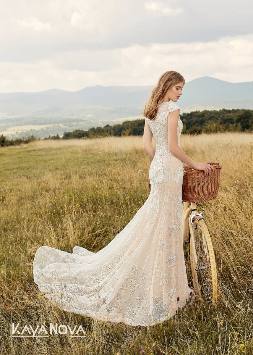 Robe De Mariée Sirène Dentelle Florale Blanche – Image 3