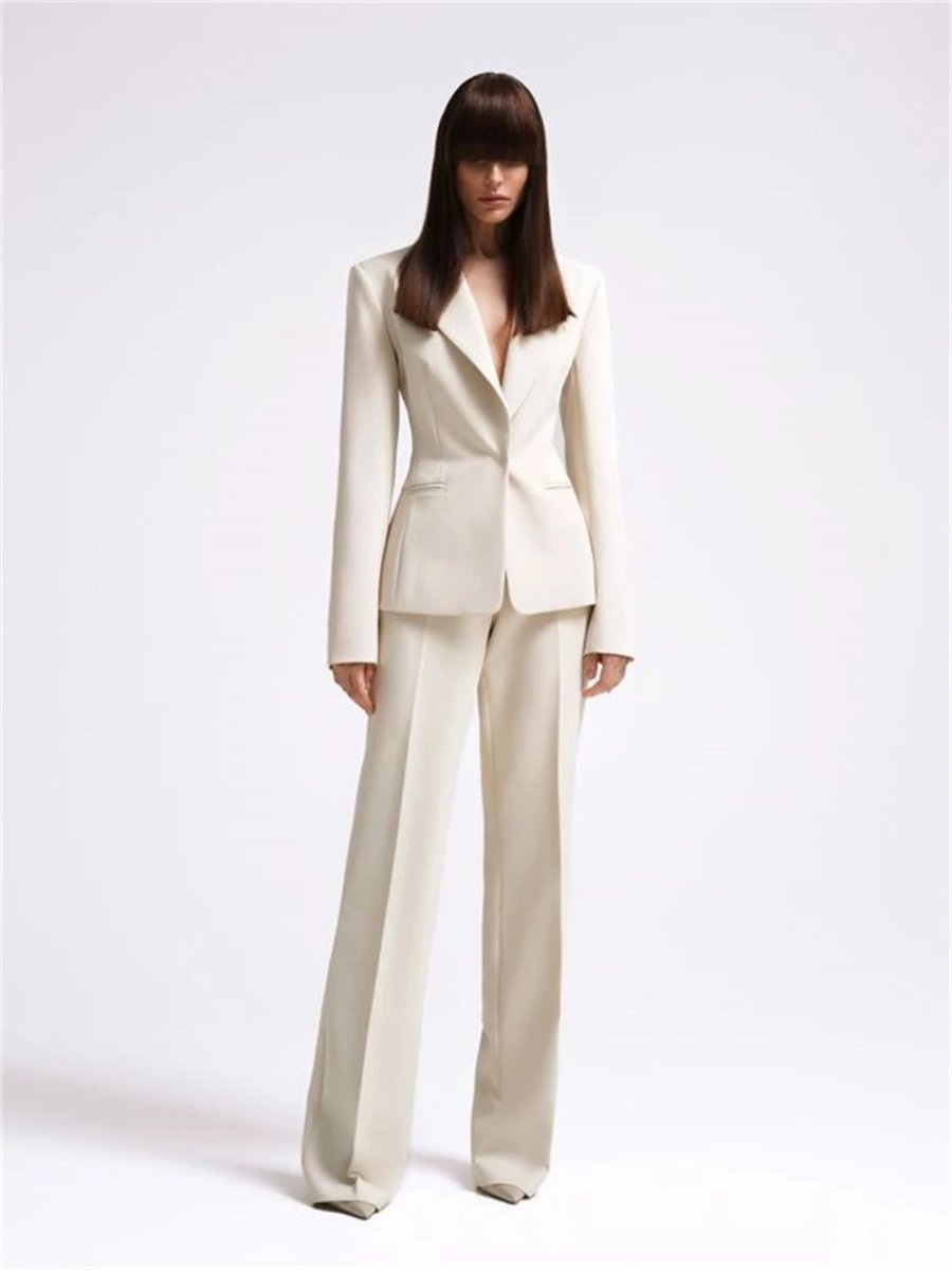 Tailleur Pantalon Femme Blanc – Image 4