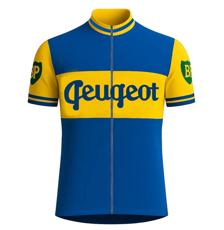 Maillot de cyclisme rétro Peugeot-Dunlop - Bleu/Jaune - Gruppo Sportivo
